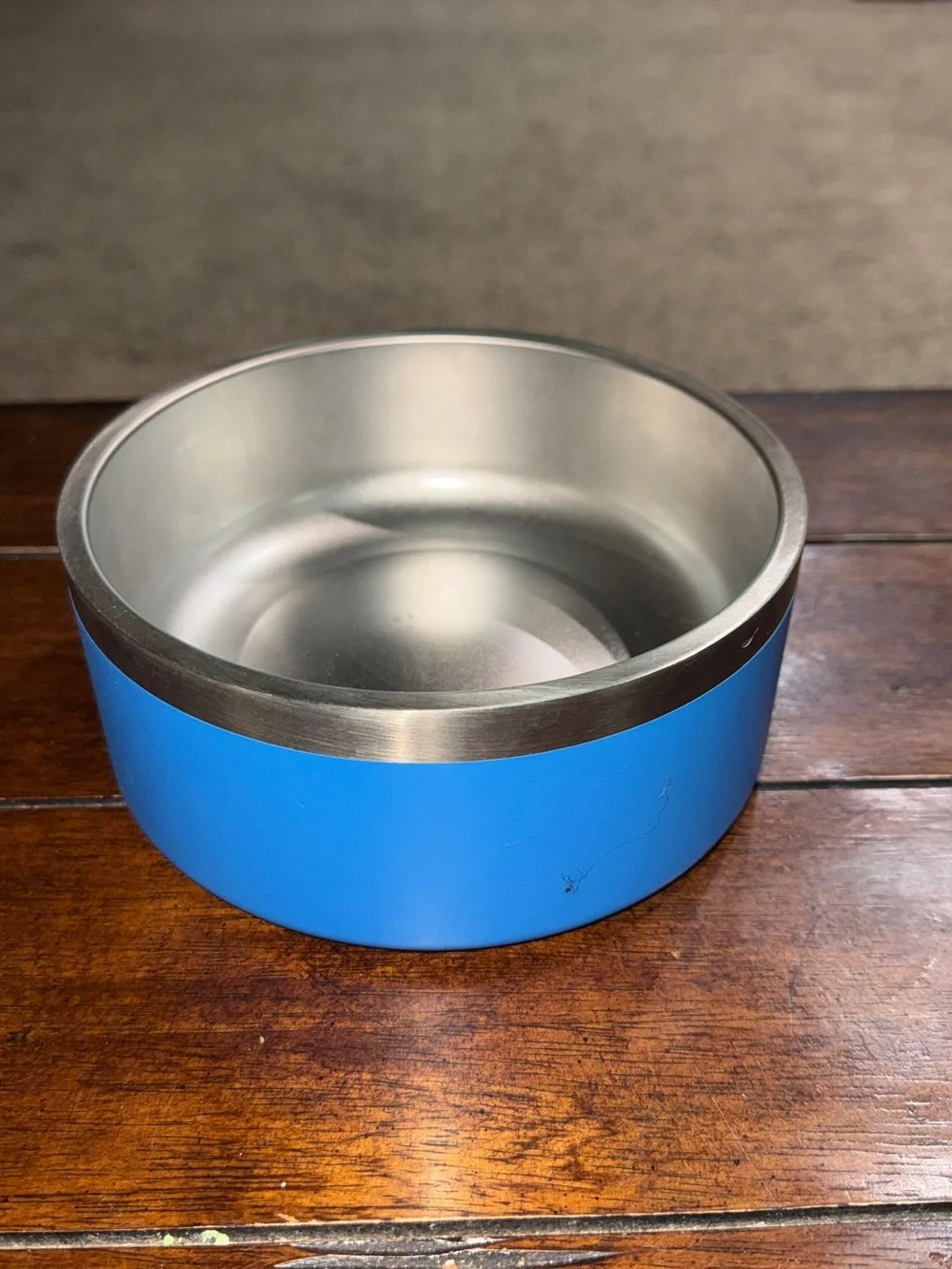 Cabela's Blue Stainless Steel Pet Bowl with Silver Rim